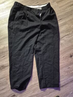 Slates Men's Black Dress Trousers - Tailored Pleat Front